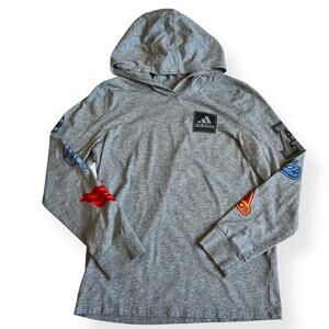 Adidas Long Sleeve Cotton Logo Hooded T-Shirt M 10-12